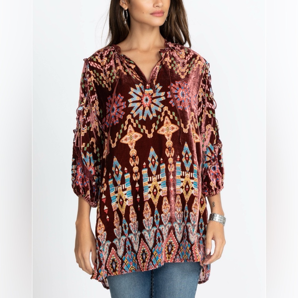 Johnny Was, Multicolor Velvet Blouse, Small, New w/ Tags